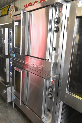 2 Blodgett Stainless Steel Commercial Natural Gas Powered Full Size Convection Oven w/ View Through Door, Solid Door, Metal Oven Racks and Thermostatic Controls. 2 Times Your Bid!