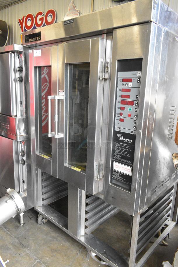 Baxter Stainless Steel Commercial Natural Gas Powered Mini Rotating Rack Oven on Double Pan Rack w/ Commercial Casters. - Image 2 of 8
