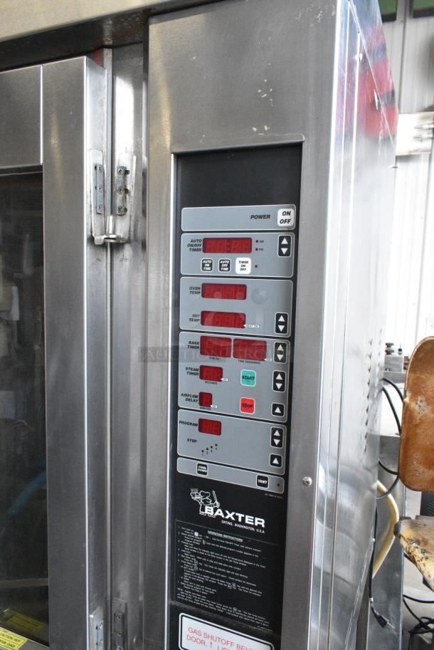 Baxter Stainless Steel Commercial Natural Gas Powered Mini Rotating Rack Oven on Double Pan Rack w/ Commercial Casters. - Image 5 of 8