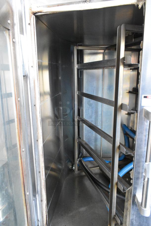Baxter Stainless Steel Commercial Natural Gas Powered Mini Rotating Rack Oven on Double Pan Rack w/ Commercial Casters. - Image 7 of 8