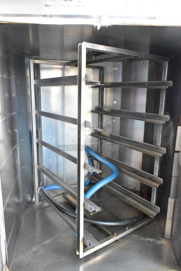 Baxter Stainless Steel Commercial Natural Gas Powered Mini Rotating Rack Oven on Double Pan Rack w/ Commercial Casters. - Image 8 of 8