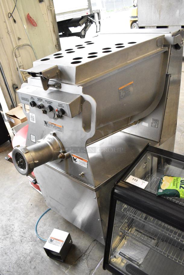 Hobart MG1532 Stainless Steel Commercial Commercial Floor Style Meat Mixer Grinder on Commercial Casters. 208 Volts, 3 Phase. - Image 1 of 10