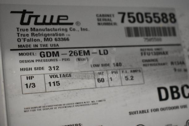 True GDM-26EM-LD Metal Commercial Single Door Reach In Cooler Merchandiser w/ Poly Coated Racks. 115 Volts, 1 Phase. Tested and Working! - Image 7 of 8