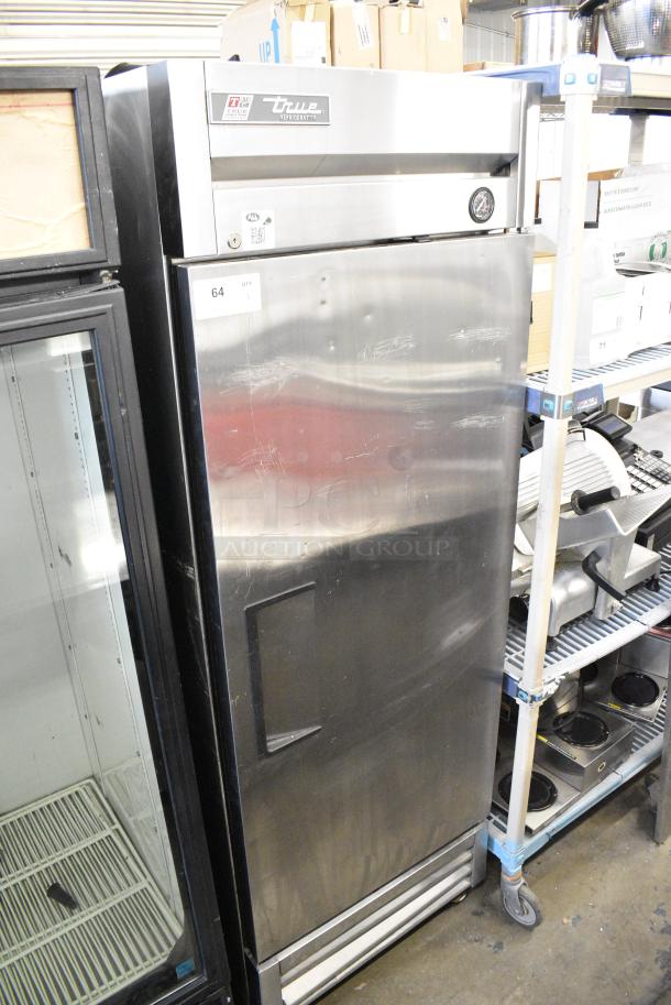 True T-19 Stainless Steel Commercial Single Door Reach In Cooler w/ Poly Coated Racks. 115 Volts, 1 Phase. Tested and Powers On But Does Not Get Cold - Image 1 of 7
