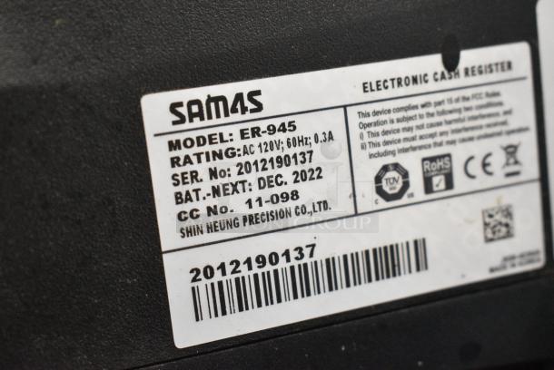 Sam4S ER-945 Countertop Electronic Cash Register w/ Key. 120 Volts, 1 Phase. - Image 6 of 7