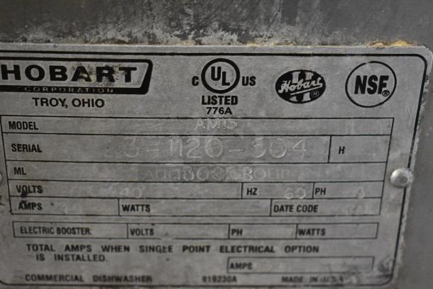 Hobart AM13 Stainless Steel Commercial Straight Pass Through Dishwasher. 208-240 Volts, 3 Phase. - Image 6 of 7