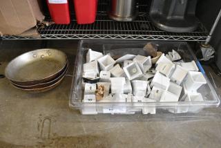 ALL ONE MONEY! Lot of Metal Skillets, Poly Bin and Front of the House Bins
