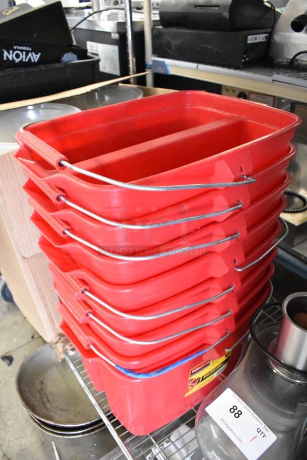 ALL ONE MONEY! Lot of 8 Rubbermaid Red Poly Buckets - Image 1 of 5