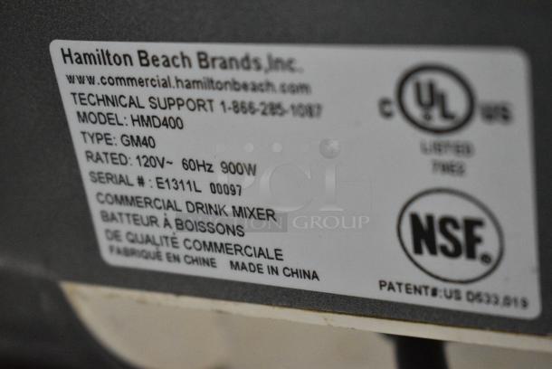 Hamilton Beach HMD400 Metal Commercial Countertop 3 Head Drink Mixer. 120 Volts, 1 Phase. Tested and Working! - Image 7 of 8