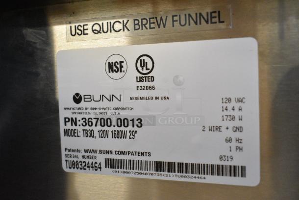 2019 Bunn TB3Q Stainless Steel Commercial Countertop Coffee Machine. 120 Volts, 1 Phase. - Image 7 of 8