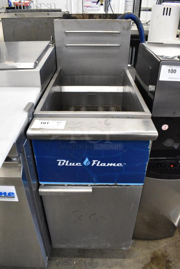 Blue Flame Stainless Steel Commercial Floor Style Natural Gas Powered Deep Fat Fryer. - Image 1 of 6