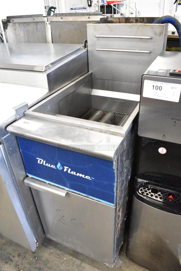 Blue Flame Stainless Steel Commercial Floor Style Natural Gas Powered Deep Fat Fryer. - Image 2 of 6