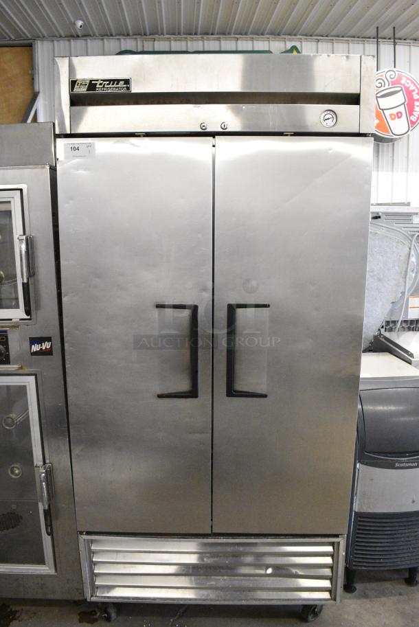 True T-35 Stainless Steel Commercial 2 Door Reach In Cooler on Commercial Casters. 115 Volts, 1 Phase. Tested and Working! - Image 1 of 9