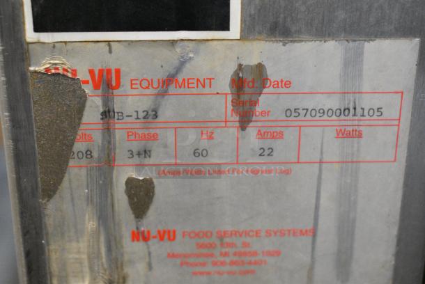Nu Vu SUB-123 Stainless Steel Commercial Electric Powered Oven Proofer on Commercial Casters. 208 Volts, 3 Phase. - Image 9 of 10