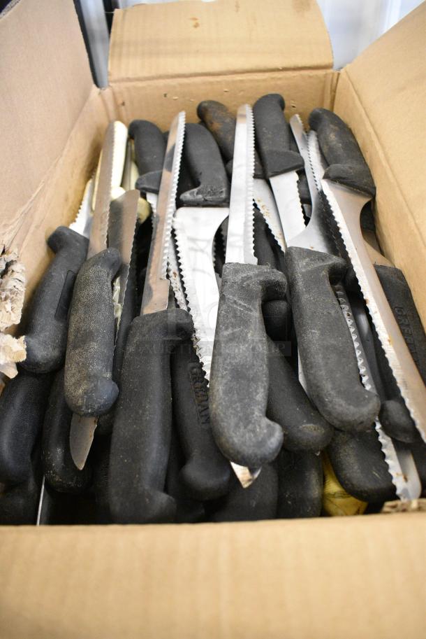 80 SHARPENED Stainless Steel Knives Including Serrated Bread Knife. 80 Times Your Bid! - Image 1 of 4
