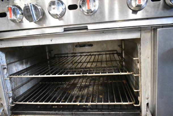 Commercial Performance Group CPG Stainless Steel Commercial Natural Gas Powered 10 Burner Range w/ 2 Ovens, Over Shelf and Back Splash. - Image 9 of 11