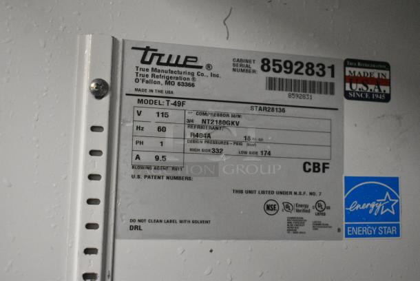 True T-49F Stainless Steel Commercial 2 Door Reach In Freezer on Commercial Casters. 115 Volts, 1 Phase. Tested and Powers On But Does Not Get Cold - Image 7 of 7