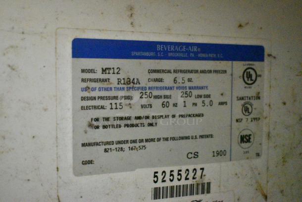 Beverage Air MT12 Metal Commercial Single Door Reach In Cooler Merchandiser. 115 Volts, 1 Phase. Tested and Working! - Image 6 of 6