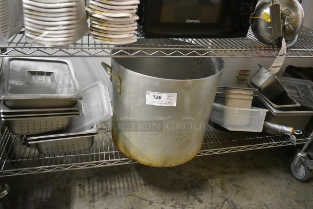 ALL ONE MONEY! Tier Lot of Various Items Including Stock Pot, Stainless Steel Drop In Bins and Poly Bin - Image 1 of 5