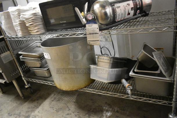 ALL ONE MONEY! Tier Lot of Various Items Including Stock Pot, Stainless Steel Drop In Bins and Poly Bin - Image 2 of 5