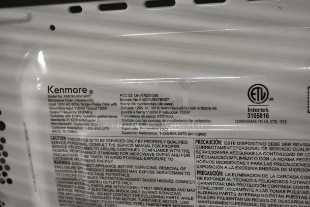 Kenmore KMCMV807BK07 Countertop Microwave Oven w/ Plate. 120 Volts, 1 Phase. - Image 6 of 7
