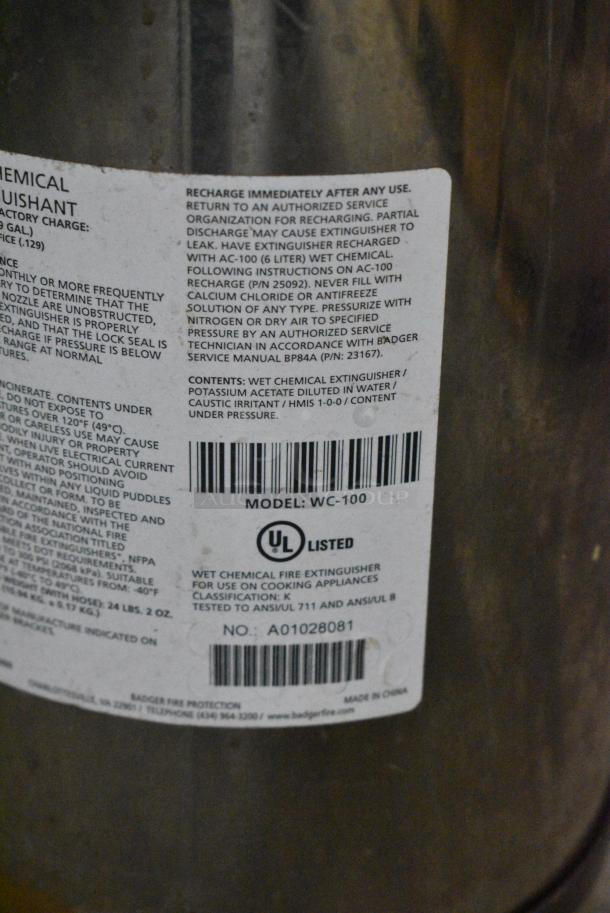 Badger Wet Chemical Fire Extinguisher. Buyer Must Pick Up - We Will Not Ship This Item. - Image 6 of 6
