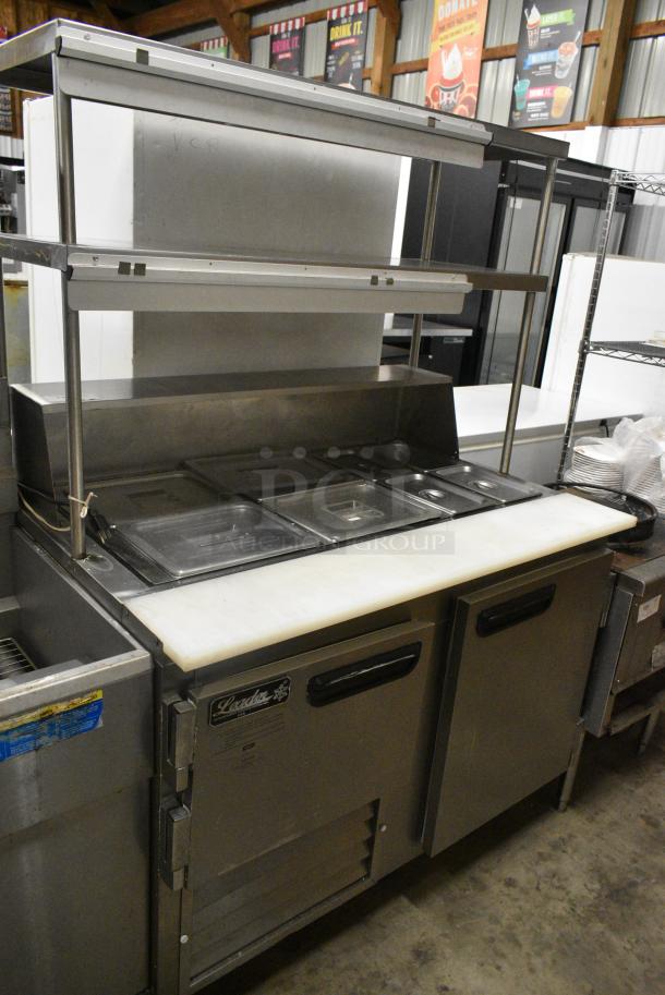 Leader LM48 S/C Stainless Steel Commercial Prep Table w/ 2 Tier Over Shelf on Commercial Casters. 115 Volts, 1 Phase. Tested and Powers On But Does Not Get Cold - Image 1 of 9