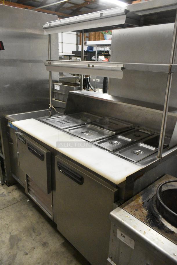 Leader LM48 S/C Stainless Steel Commercial Prep Table w/ 2 Tier Over Shelf on Commercial Casters. 115 Volts, 1 Phase. Tested and Powers On But Does Not Get Cold - Image 2 of 9