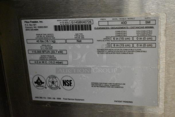 Pitco Frialator 40D Stainless Steel Commercial Floor Style Natural Gas Powered Deep Fat Fryer. 115,000 BTU - Image 5 of 5