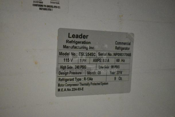 Leader ESLS54SC Metal Commercial 2 Door Reach In Cooler Merchandiser. 115 Volts, 1 Phase. Tested and Powers On But Does Not Get Cold - Image 5 of 5