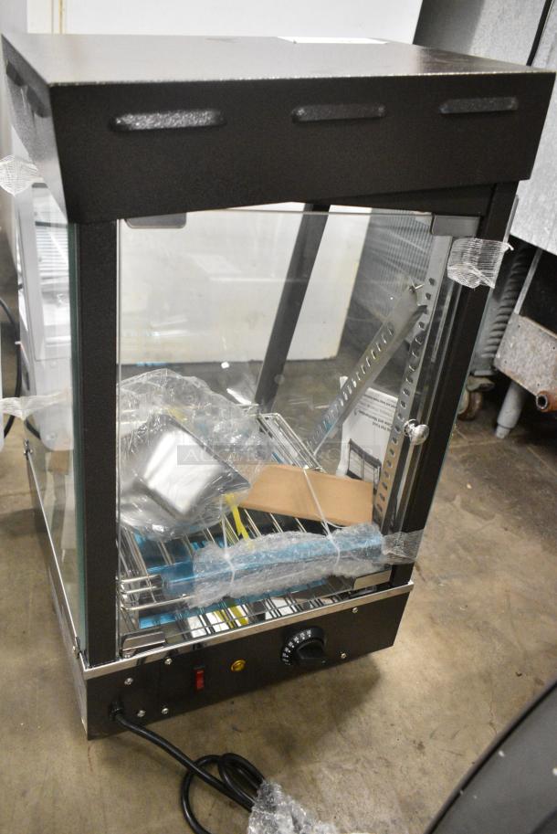 BRAND NEW SCRATCH AND DENT! 2024 Avantco 177HDC13 15" Self/Full Service 3 Shelf Countertop Heated Display Case with Hinged Doors. See Pictures for Damage. 120 Volts, 1 Phase. Tested and Working! - Image 4 of 9