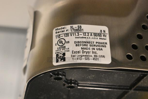 BRAND NEW SCRATCH AND DENT! Excel XL-SB 110/120 XLERATOR® Stainless Steel Cover High Speed Hand Dryer - 110/120 Volts, 1 Phase. - Image 7 of 7