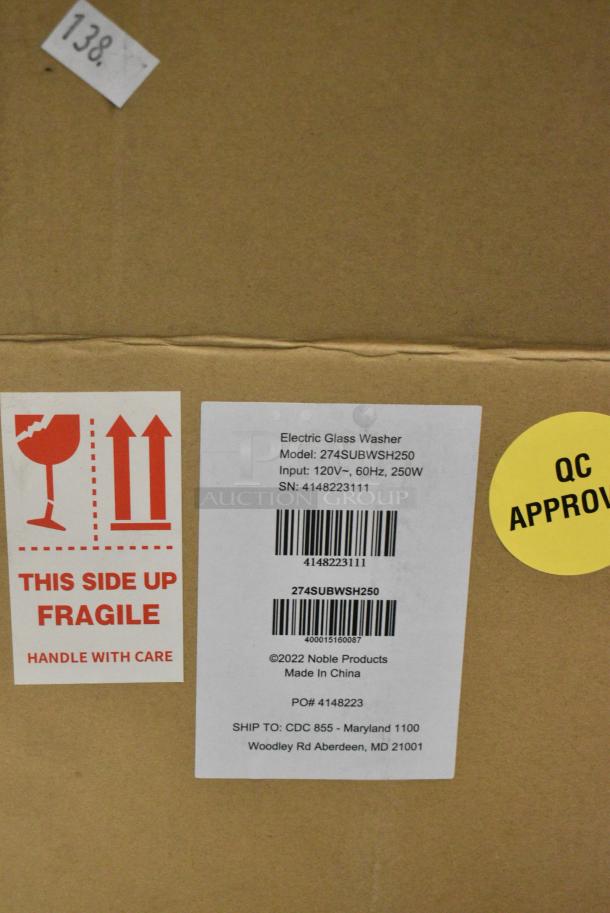 BRAND NEW SCRATCH AND DENT! Noble 274SUBWSH250 Products Last Call Heavy-Duty Submersible Five Brush Electric Glass Washer. 120 Volts, 1 Phase - Image 9 of 11