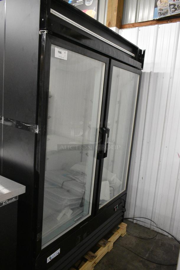 BRAND NEW SCRATCH AND DENT! 2024 Avantco 178GDC49FHCB  Black Customizable Swing Glass Door Merchandiser Freezer with LED Lighting. 115 Volts, 1 Phase. Tested and Working! - Image 2 of 9