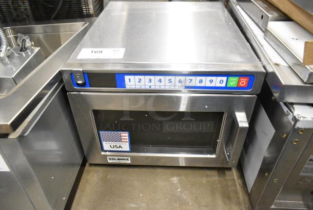 BRAND NEW SCRATCH AND DENT!  2025 Solwave SWAHD12 Stainless Steel Commercial Countertop Microwave Oven. 120 Volts, 1 Phase. - Image 1 of 6