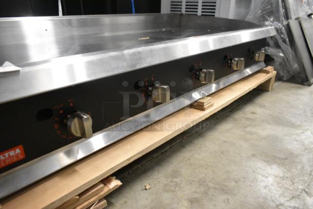 BRAND NEW SCRATCH AND DENT! Cooking Performance Group GTU-CPG-60-N Ultra Series 60" Chrome Plated Natural Gas 5-Burner Countertop Griddle - 150,000 BTU - Image 8 of 11
