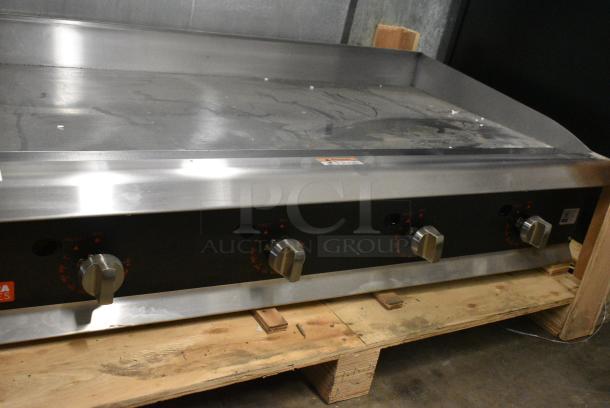 BRAND NEW SCRATCH AND DENT! Cooking Performance Group GTU-CPG-48-N Ultra Series 48" Chrome Plated Natural Gas 4-Burner Countertop Griddle - 120,000 BTU - Image 4 of 8