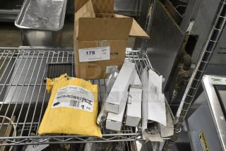 8 BRAND NEW SCRATCH AND DENT! Items Including 164TBHRDWR2 Lancaster Table & Seating 10 Piece Floor Glide and Screw Table Base Hardware Kit, 267030004 Choice Bethany 7 1/8" 18/0 Stainless Steel Iced Tea Spoon - 12/Case, 267030000 Choice Bethany 4 1/4" 18/0 Stainless Steel Demitasse Spoon - 12/Case, 267030010 Choice Bethany 8 3/8" 18/0 Stainless Steel Tablespoon / Serving Spoon - 12/Case, 303FUSPL6 Acopa Heika 6" Black Matte Textured Coupe Stoneware Plate - 12/Case. 8 Times Your Bid!