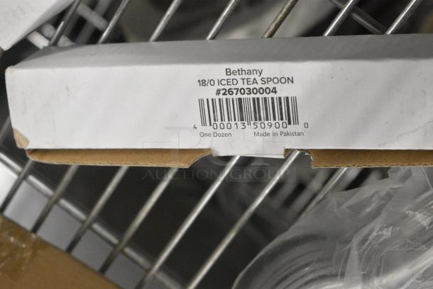 8 BRAND NEW SCRATCH AND DENT! Items Including 164TBHRDWR2 Lancaster Table & Seating 10 Piece Floor Glide and Screw Table Base Hardware Kit, 267030004 Choice Bethany 7 1/8" 18/0 Stainless Steel Iced Tea Spoon - 12/Case, 267030000 Choice Bethany 4 1/4" 18/0 Stainless Steel Demitasse Spoon - 12/Case, 267030010 Choice Bethany 8 3/8" 18/0 Stainless Steel Tablespoon / Serving Spoon - 12/Case, 303FUSPL6 Acopa Heika 6" Black Matte Textured Coupe Stoneware Plate - 12/Case. 8 Times Your Bid! - Image 6 of 11