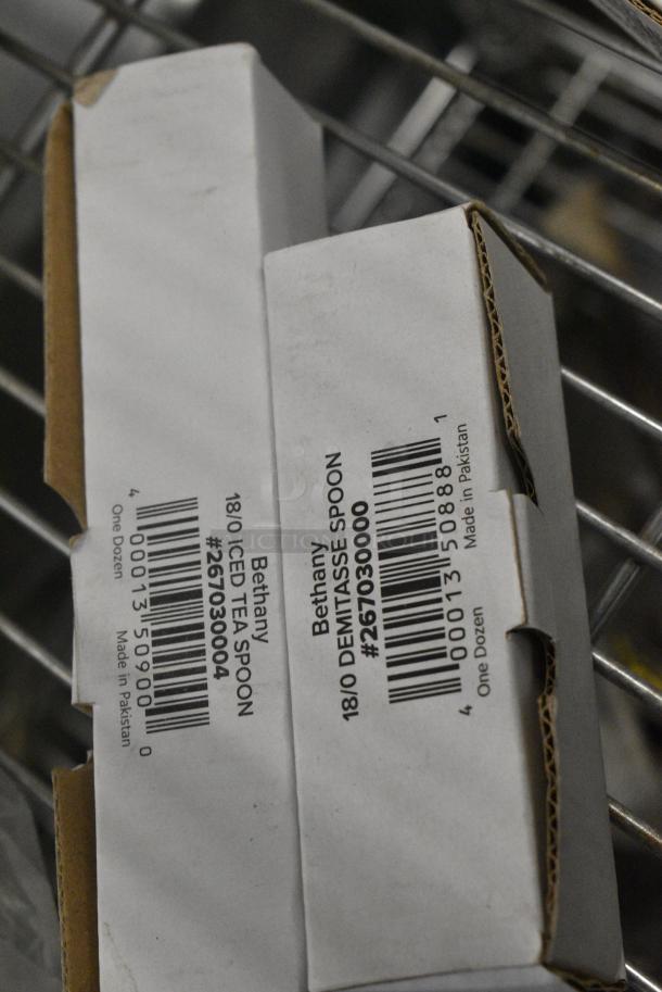 8 BRAND NEW SCRATCH AND DENT! Items Including 164TBHRDWR2 Lancaster Table & Seating 10 Piece Floor Glide and Screw Table Base Hardware Kit, 267030004 Choice Bethany 7 1/8" 18/0 Stainless Steel Iced Tea Spoon - 12/Case, 267030000 Choice Bethany 4 1/4" 18/0 Stainless Steel Demitasse Spoon - 12/Case, 267030010 Choice Bethany 8 3/8" 18/0 Stainless Steel Tablespoon / Serving Spoon - 12/Case, 303FUSPL6 Acopa Heika 6" Black Matte Textured Coupe Stoneware Plate - 12/Case. 8 Times Your Bid! - Image 7 of 11
