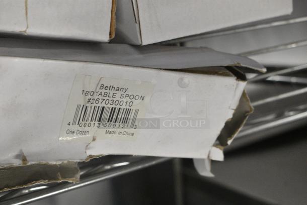 8 BRAND NEW SCRATCH AND DENT! Items Including 164TBHRDWR2 Lancaster Table & Seating 10 Piece Floor Glide and Screw Table Base Hardware Kit, 267030004 Choice Bethany 7 1/8" 18/0 Stainless Steel Iced Tea Spoon - 12/Case, 267030000 Choice Bethany 4 1/4" 18/0 Stainless Steel Demitasse Spoon - 12/Case, 267030010 Choice Bethany 8 3/8" 18/0 Stainless Steel Tablespoon / Serving Spoon - 12/Case, 303FUSPL6 Acopa Heika 6" Black Matte Textured Coupe Stoneware Plate - 12/Case. 8 Times Your Bid! - Image 8 of 11