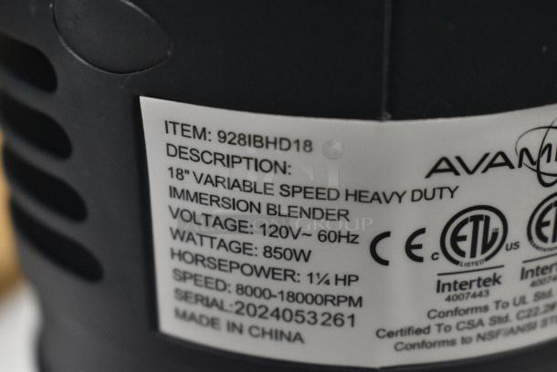 5 BRAND NEW SCRATCH AND DENT! AvaMix 928IBHD18 18" Heavy-Duty Variable Speed Immersion Blender - 1 1/4 hp. 120 Volts, 1 Phase. 5 Times Your Bid! - Image 5 of 8