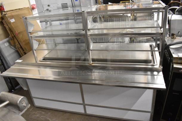 BRAND NEW SCRATCH AND DENT! Atlas Metal Stainless Steel Commercial Buffet Station w/ Tray Slide and Over Shelf on Commercial Casters. Tested and Working! - Image 1 of 8