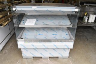 BRAND NEW SCRATCH AND DENT! 2016 BKI HSS4-2TSQ Stainless Steel Commercial Floor Style 2 Tier Warming Display Case Merchandiser. 230 Volts, 1 Phase.
