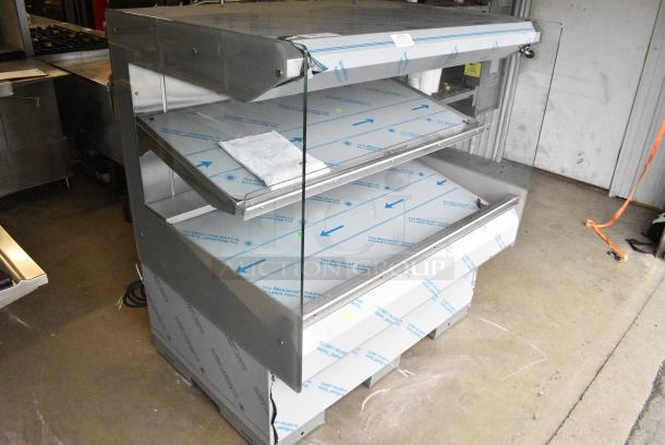 BRAND NEW SCRATCH AND DENT! 2016 BKI HSS4-2TSQ Stainless Steel Commercial Floor Style 2 Tier Warming Display Case Merchandiser. 230 Volts, 1 Phase. - Image 2 of 10