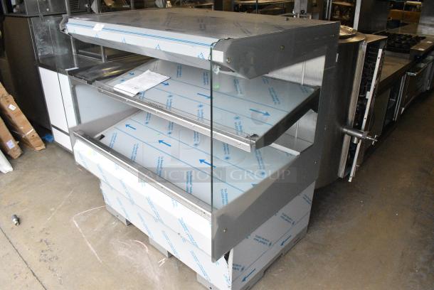 BRAND NEW SCRATCH AND DENT! 2016 BKI HSS4-2TSQ Stainless Steel Commercial Floor Style 2 Tier Warming Display Case Merchandiser. 230 Volts, 1 Phase. - Image 3 of 10