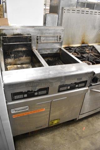Frymaster FPPH255SD Stainless Steel Commercial Natural Gas Powered 2 Bay Fryer. 80,000 BTU. - Item #1178826