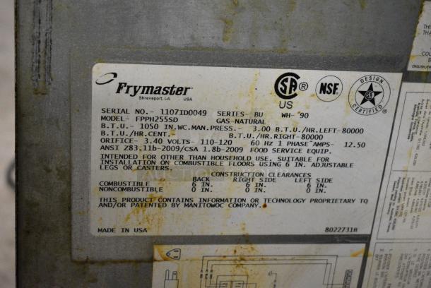 Frymaster FPPH255SD Stainless Steel Commercial Natural Gas Powered 2 Bay Fryer. 80,000 BTU. - Image 11 of 11