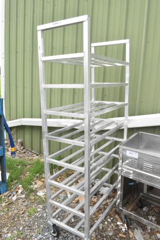 Channel AXDUPR8 Metal Commercial Pan Transport Rack on Commercial Casters.