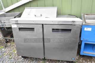 2021 Hoshizaki SR48A-8 Stainless Steel Commercial Sandwich Salad Prep Table Bain Marie Mega Top on Commercial Casters. 115 Volts, 1 Phase. Tested and Powers On But Does Not Get Cold